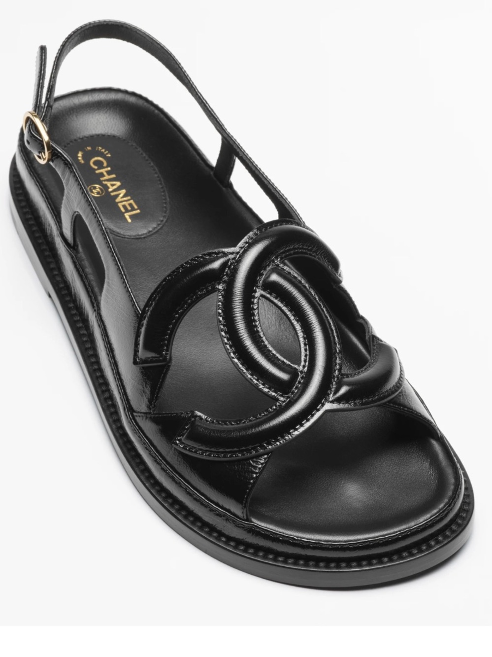 CHANEL Dad Sandals 26B large CC logo leather Blazy collection size 40